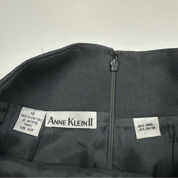 Vintage 80s Anne Klein II Gray Knee-Length Wool Blend Pencil Skirt 10 Deadstock - Picture 4 of 7